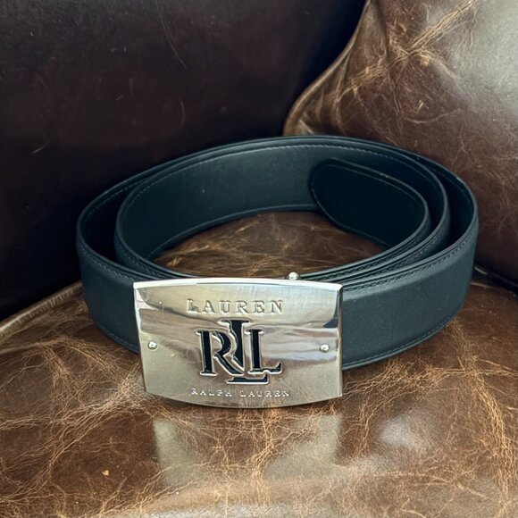 Ralph Lauren Belt. Size M. Black. Silver Buckle. NWOT. - Picture 2 of 4